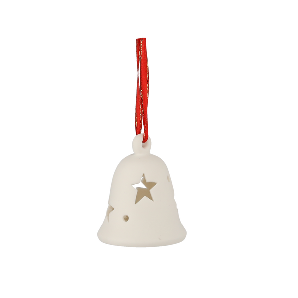 FIGURĂ CERAMICĂ - CLOPOT CU SUFLĂ BIANCA LED 8 CM pachet=12buc *1457