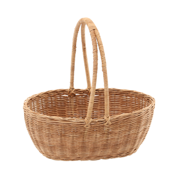 RATTAN BASKET 32 x 25 x 12/31 CM WITH HANDLE - NATURAL