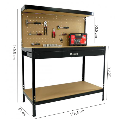 Workshop table with drawer 120 x 60 x 150 CM