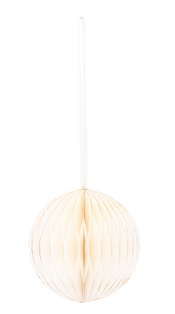 SET OF 4 CHRISTMAS TREE PAPER BAUBLES 8 CM WHITE