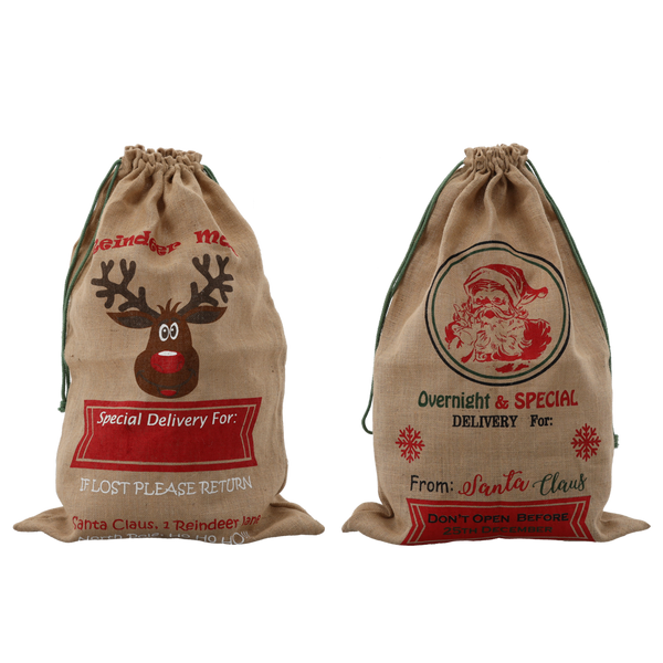 CHRISTMAS GIFT BAG 60 x 90 CM JUTE MIX PATTERNS pack=10pcs *4105