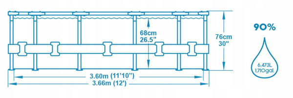 PISCINĂ CU CADRU 5,49 X 2,74 X 1,22 M (PISCINĂ, POMPA CU NISIP, SCARA, CAPAC, DISTRIBUITOR) *0500 *6370