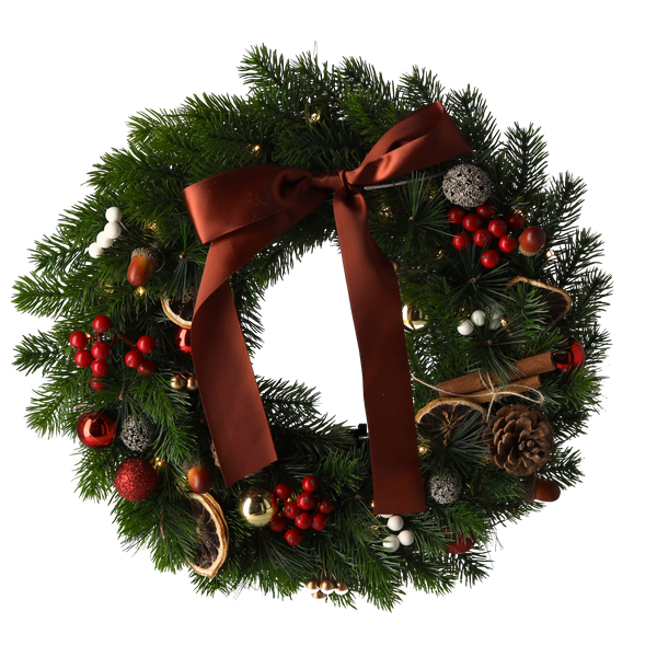CHRISTMAS WREATH LED 40 CM 40 L GREEN WITH BROWN BOW