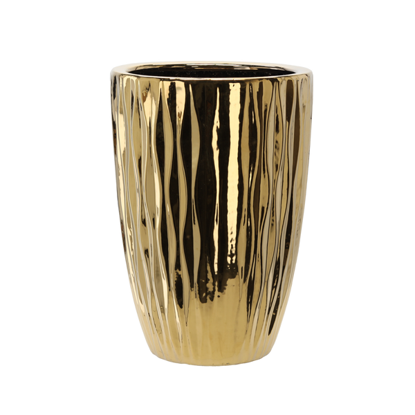 OSŁONKA CERAMICZNA NA DONICZKĘ 37 x 37 x 46 CM ZŁOTA POŁYSK *3574