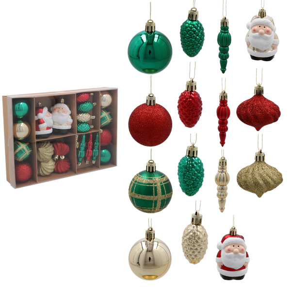 24 CHRISTMAS ORNAMENTS - MIX
