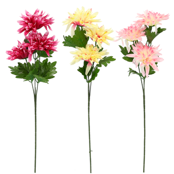 RAMO ARTIFICIAL - CRIZANTEMĂ CU TREI FLORI 60 CM MIX CULORI ambalaj=72 buc *3017