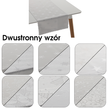 BIEŻNIK DWUSTRONNY  SREBRNY MIX 35X220 CM BOŻE NARODZENIE OPAK. 1SZT *4396