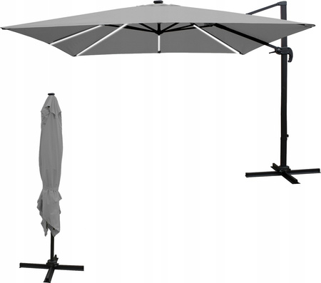 GARDEN UMBRELLA "ROMA" 3 X 4 M GRAY WITH COVER