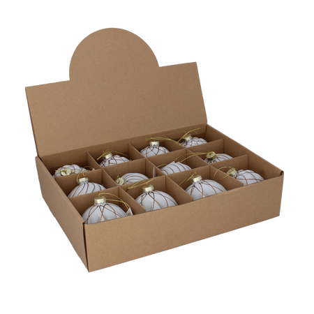 GLASS BAUBLES 8 CM WHITE