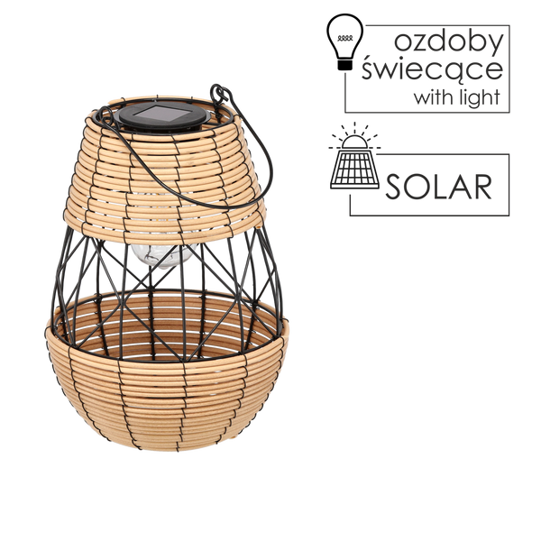 SOLÁRNY LAMPION METALOVÝ - ČIERNO-BÉŽOVÝ 32 CM *8938