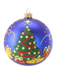 NAVY BLUE GLASS CHRISTMAS BAUBLE 10 CM