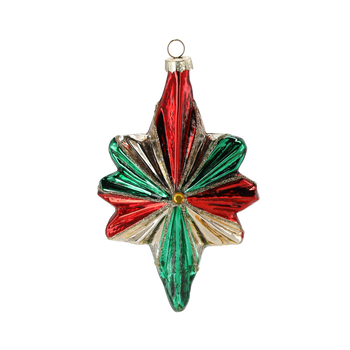 GLASS ORNAMENT - THREE-COLOR STAR 8,8 X 4 X 14,4 CM