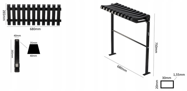 BANCĂ PLIANTĂ LUNGIME 68 CM NEAGRĂ *8275