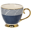PORCELAIN MUG 445 ML ON A FOOT NAVY BLUE / GOLD MIX OF PATTERNS OPAK=1PCS