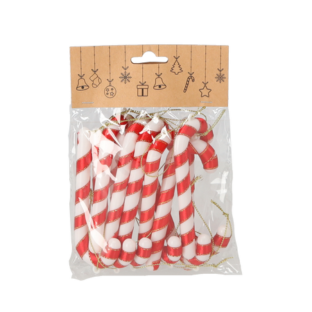 KPL. 12 DECORAȚIUNI DE CRĂCIUN BÂTA DE ZAHĂR 12 CM *7863