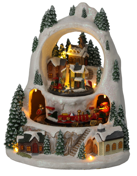 CHRISTMAS MUSIC BOX LED WINTER VILLAGE WITH TRAIN