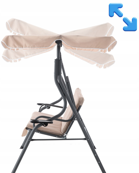 GARDEN SWING 170 x 110 x 153 CM DARK BEIGE WITHOUT FOOTSTOOL WITH CUP HOLDERS *0735