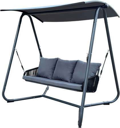 ZÁHRADNÁ HOJDAKA S PLETENÝMI PODRÚČKAMI 180 x 139 x 185 CM ANTRACITOVÁ PREMIUM *3149