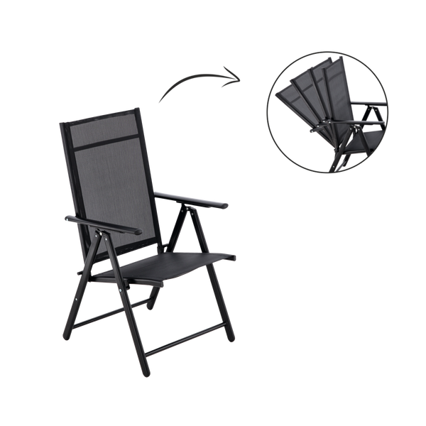 KRZESŁO OGRODOWE SKŁADANE STALOWE 66 x 53 x 107 CM CZARNE *3484