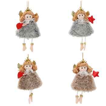 CHRISTMAS DECORATION ANGEL BROWN/GRAY 8 X 16 CM pack=12pcs
