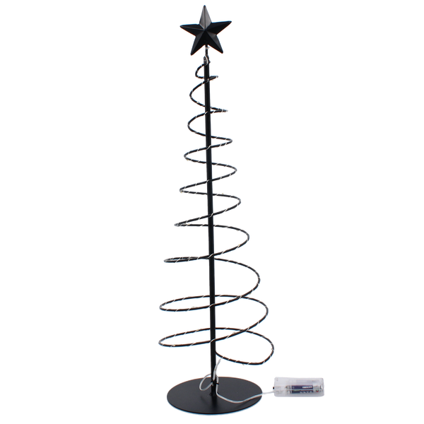 Vianočná dekorácia - kovový čierny stromček 60 cm LED *8792