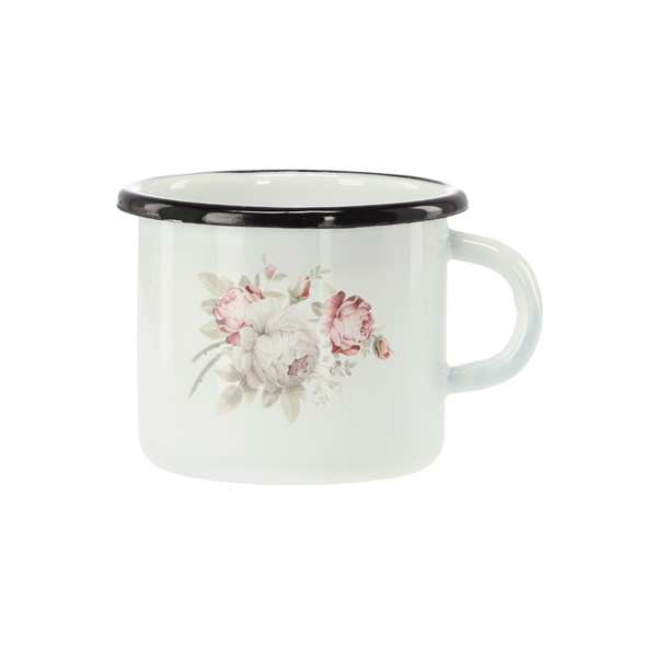 KUBEK EMALIOWANY 0,5 L 8 CM BIAŁY RÓŻA *3059
