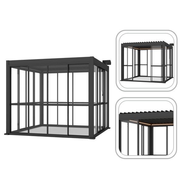 DRZWI PRZESUWNE POLIWĘGLANOWE DO PERGOLI ALUMINIOWEJ SZARE 3 M