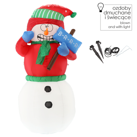 INFLATABLE SNOWMAN LED 180 CM