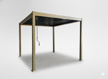 PERGOLA ALUMINIOWA BIOKLIMATYCZNA LED 3 x 3 x 2,5 M DREWNOPODOBNA