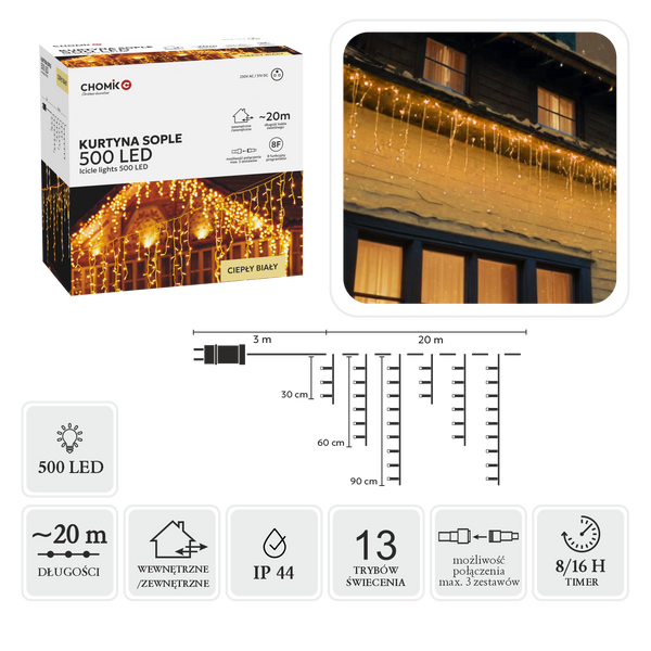 CORTINA GHEȚAR 500L ALB CALD LUNGIME 3 + 20 M *9867