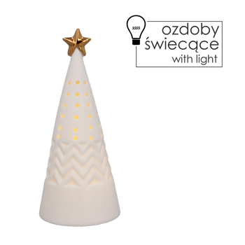 ORNAMENT VIANȚĂ - BRADUT LED CERAMIC ALB 8 x 8 x 18,5 CM *1297