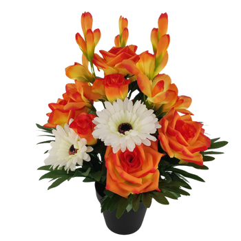 UMĚLÝ KVĚTINOVÝ VĚNEC V KVĚTINÁČI 43 CM MIX BARVY *2928