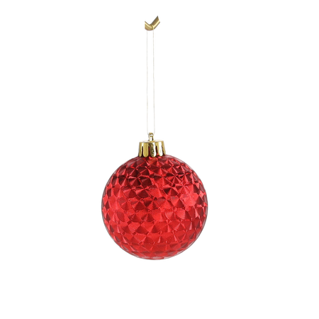 SET OF 9 BAUBLES 6 CM RED/GOLD/SILVER