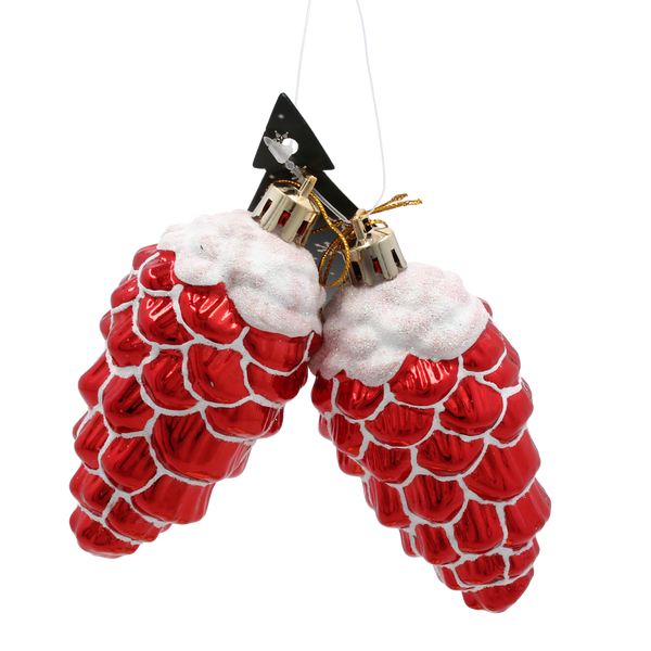 SET OF 2 CHRISTMAS TREE DECORATIONS PINECONE 9 CM