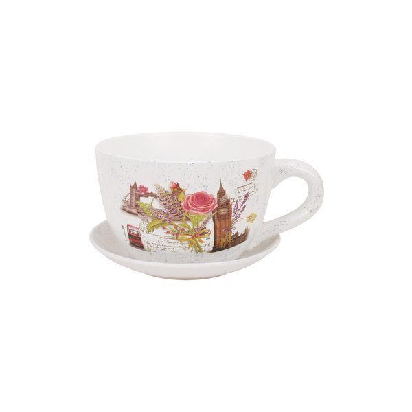 KERAMICKÝ HRNEC DONICZKA 29 x 25 x 16 CM BÍLÝ MIX VZORŮ *5894