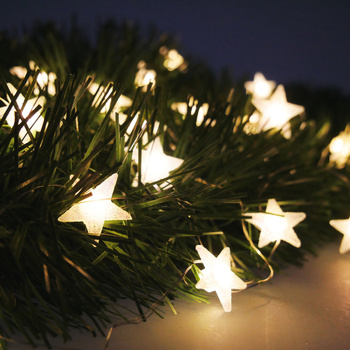LED LIGHT CHAIN - STARS 20 L SILVER DECORATION BATTERY-POWERED