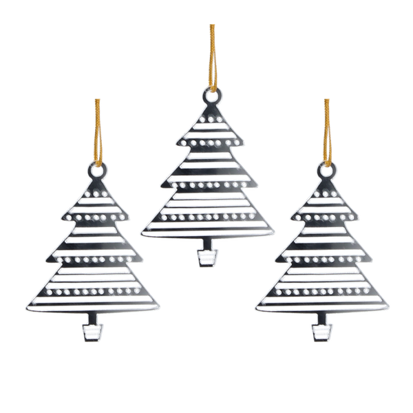 Set de 3 ornamente pentru brad - brad argintiu 6 x 8 cm ambalaj=48buc *0818