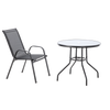 GARDEN FURNITURE SET - 4 CHAIRS + ROUND TABLE - BLACK *3377