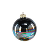 SET OF 4 GLASS BAUBLES 8 CM WITH OIL EFFECT