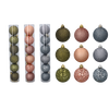 SET OF 6 BAUBLES 6 CM OLIVE/COPPER/GRAPHITE MIX DESIGNS