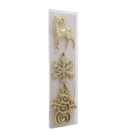 SET OF 3 CHRISTMAS TREE DECORATIONS ELK / SNOWFLAKE / SNOWMAN MIX