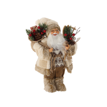 MIKOŁAJ BEŽOVÝ STOJACI S LYŽAMI 30 CM *8707