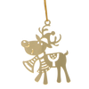 SET OF 3 CHRISTMAS TREE DECORATIONS - GOLD REINDEER 5,5 x 8 CM