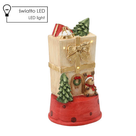 FIGURKA BOŻONAR. - DOMEK Z RENIFEREM 22 X 21 X 40 CM LED *0929