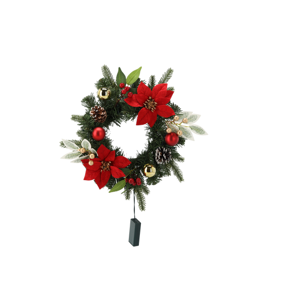 Vianočný veniec 10 LED 30 CM ČERVENO-ZLATÝ *0752