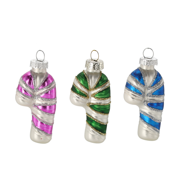 SKLENĚNÁ OZDOBA - MALÁ CUKROVÁ HOLIČKA MIX BARVY 3,8 x 2,2 x 7,5 CM balení=12ks *4723