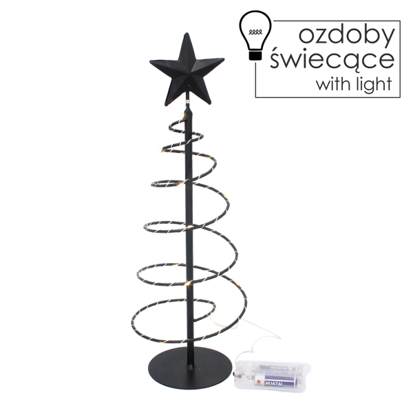 VÁNOČNÍ OZDOBY - METALOVÝ ČERNÝ STROMEČEK 39 CM LED *8785