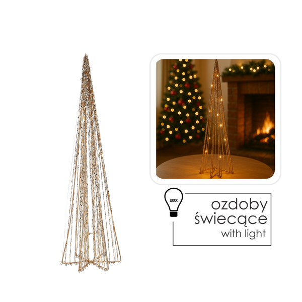 ORNAMENT DECORATIV - BRAZ DE CRĂCIUN LED CONIC DE 50 CM AURIE *6383