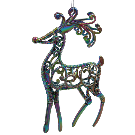 ORNAMENT CRĂCIUN CU REN CU EFECT DE BENZINĂ 10 x 16 CM *5959