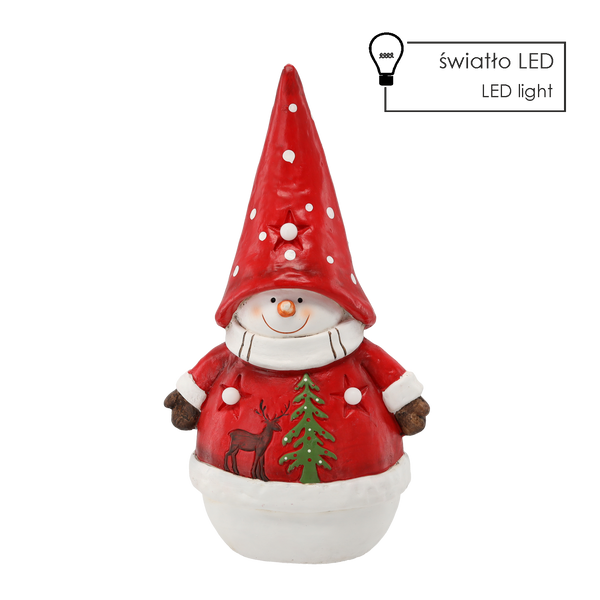 FIGURINE OF THE NATIVITY SCENE - SNOWMAN WITH A HAT 28,5 X 18 X 51,5 CM LED